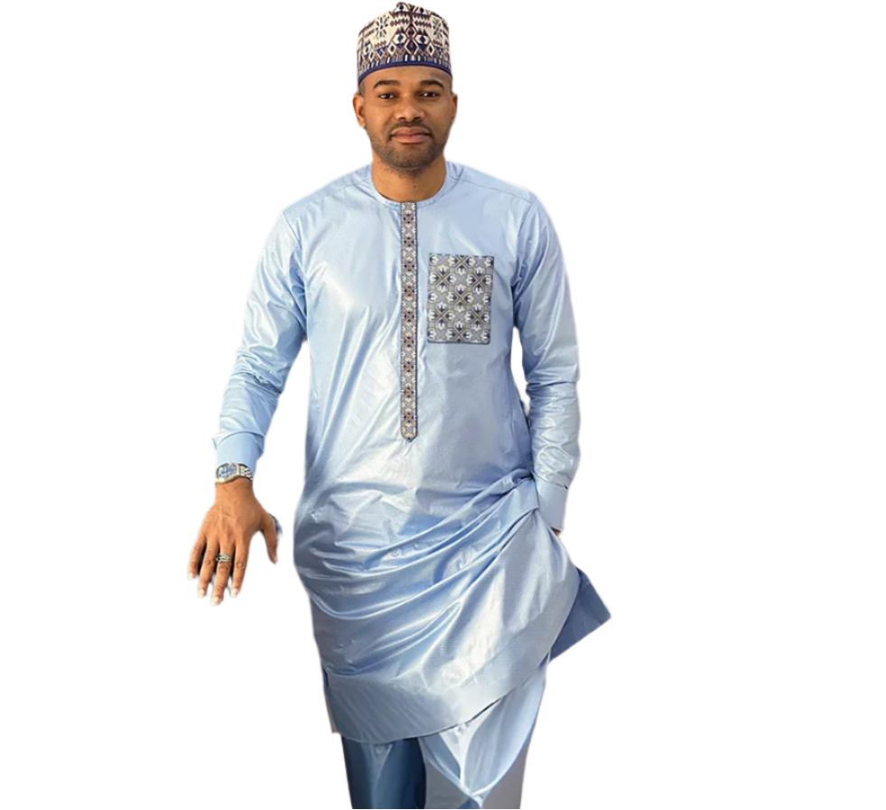 African Men's Dashiki Suit 2-Piece Set – Embroidered Shirt & Pants