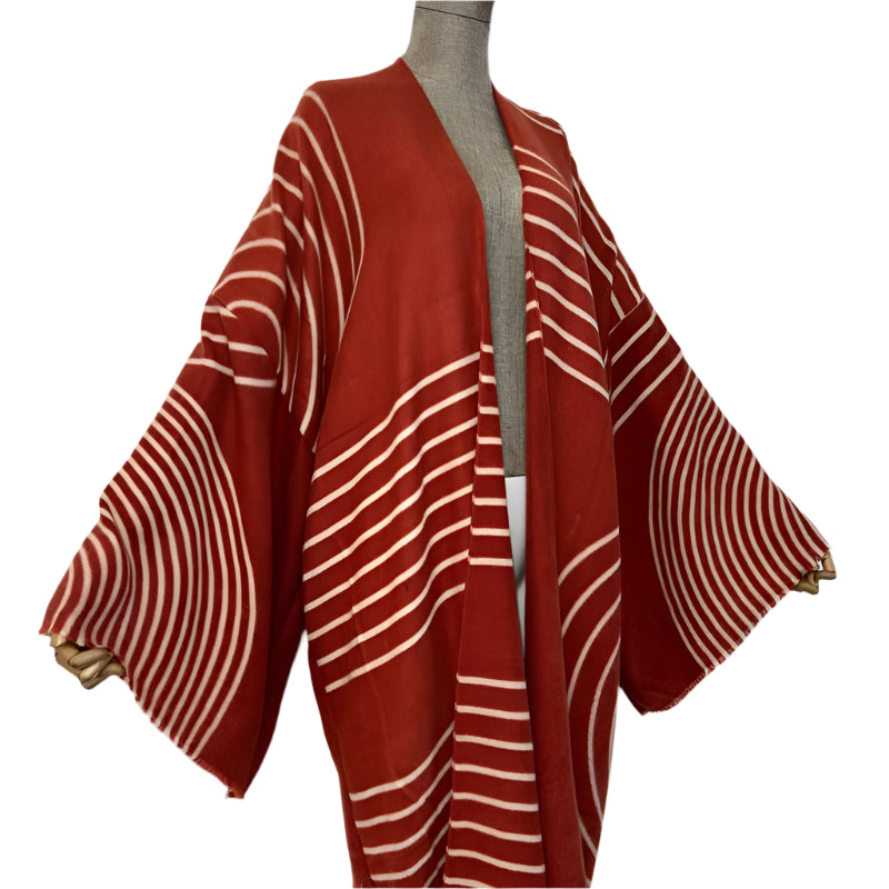 Bohemian Geometric Print Open Front Kimono Coat – Women's Loose Knit Cardigan