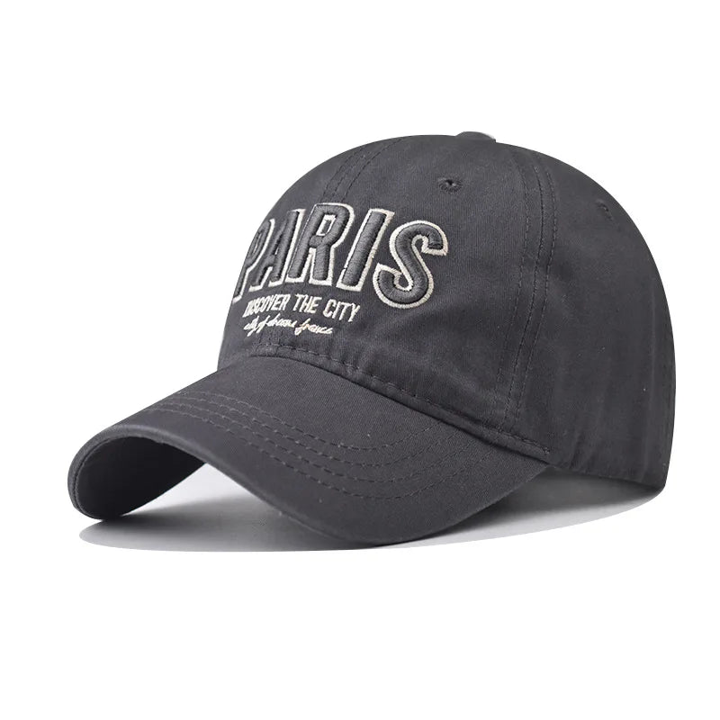 PARIS Letter Embroidered Baseball Cap – Korean Style Casual Fitted Hat