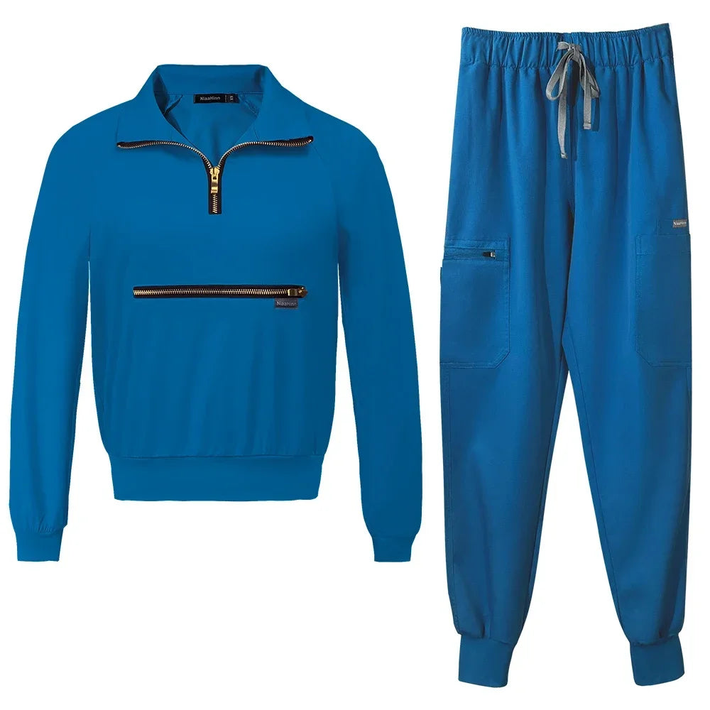 Stylish & Comfortable: Long Sleeve Fashion Medical Scrub Set for All-Day Comfort