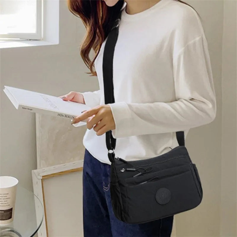 Women's Multi-Layer Crossbody Bag: Solid Color Multi-Pocket Versatile