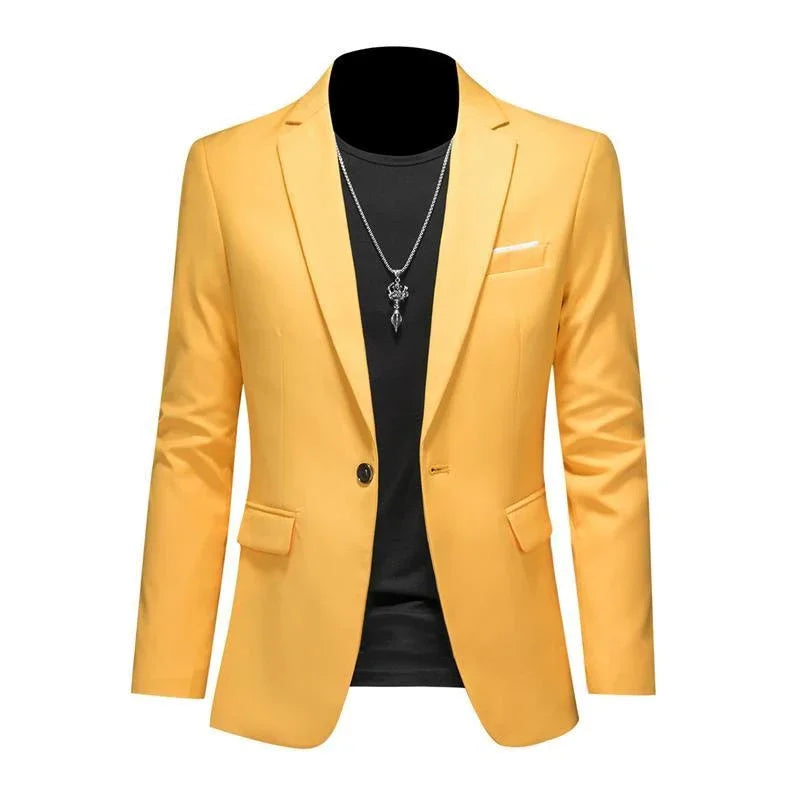 Boutique Men's Blazer: Solid Color Fashion for Business & Weddings