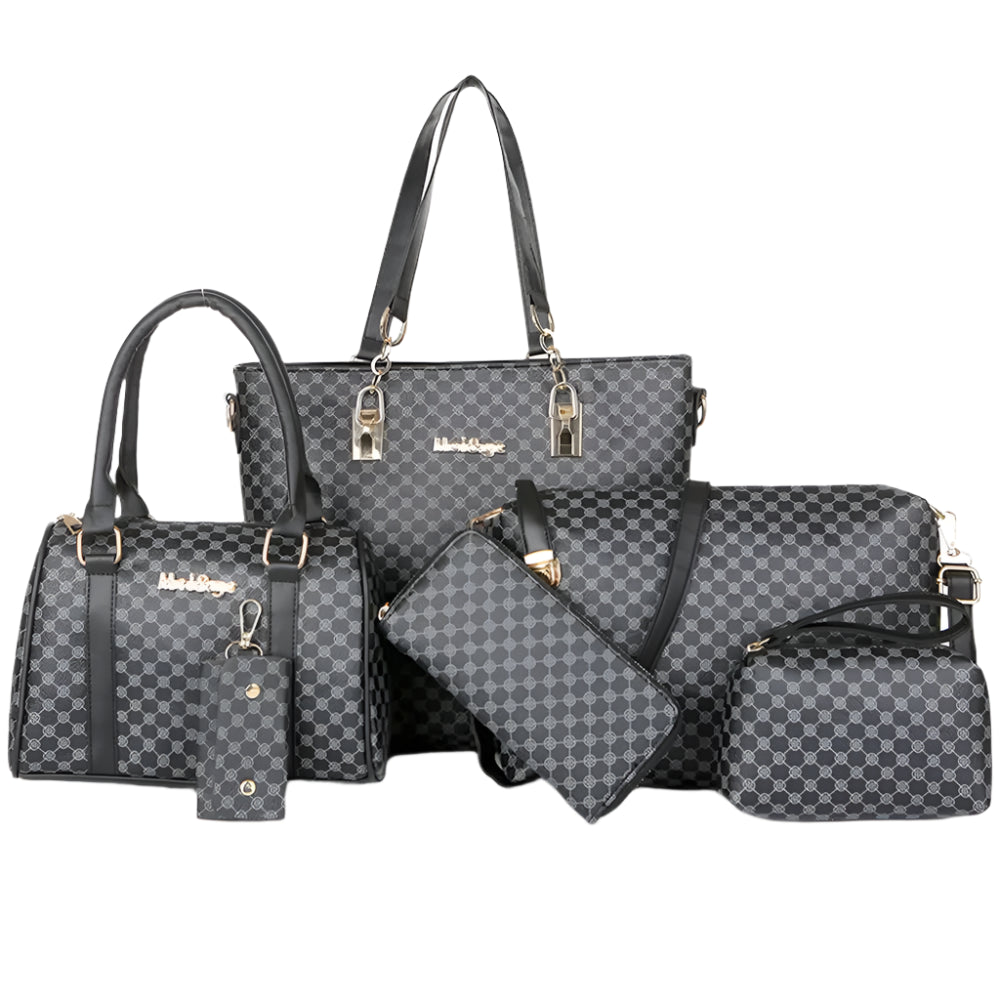 6PCS Printed Handbag Set - Large Capacity Tote & Crossbody Bags