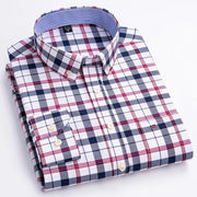 100% Cotton Oxford Men's Shirt - Plaid & Stripe Spring/Autumn Styles