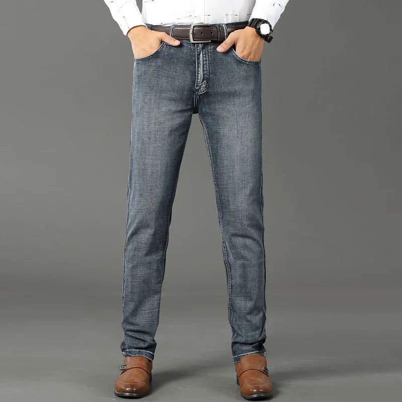 Men's Business Casual Jeans: Slim Straight Stretch Denim