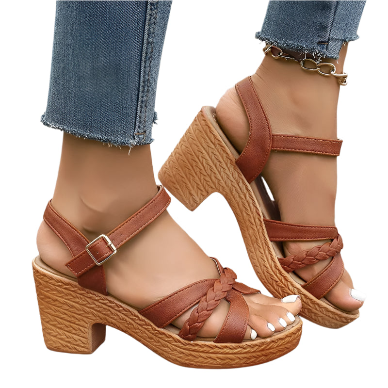 Women’s Summer Gladiator Platform Sandals – High Square Heel Elegance