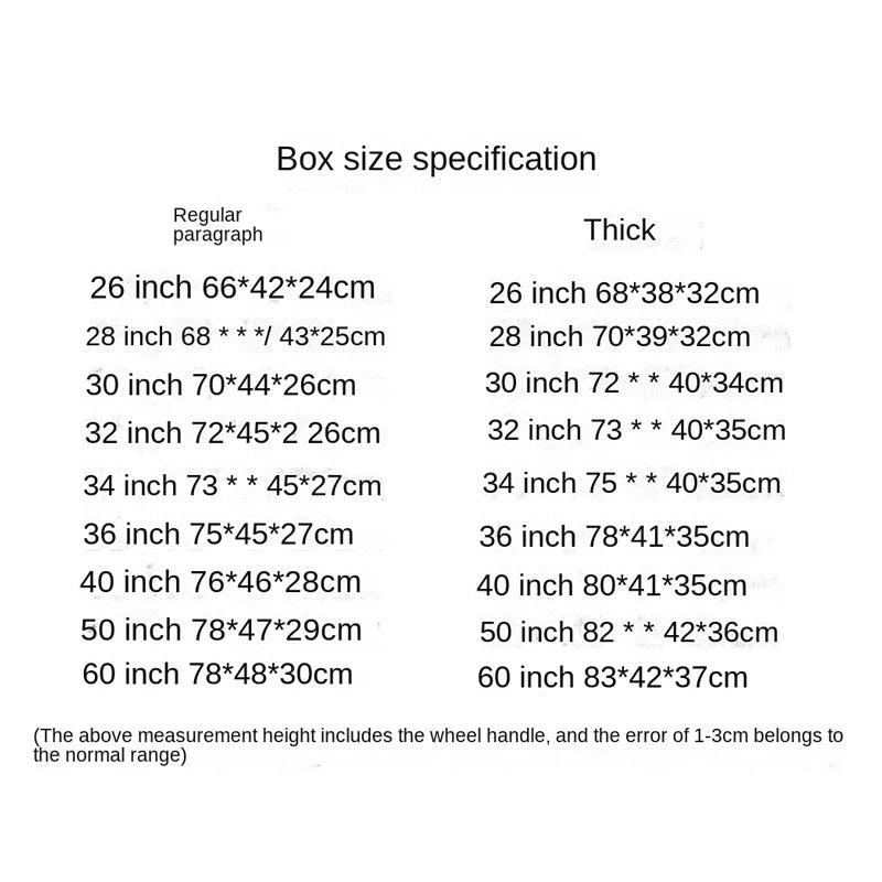 Oversized Cipher Suitcase | ABS+PC Trolley Luggage with Lock & Wheels Chart