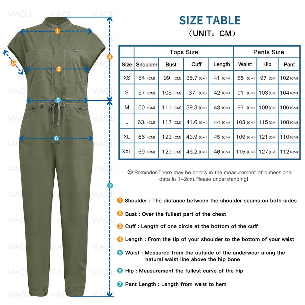 Unisex Medical Jumpsuit Uniform - Scrubs Overalls for Clinic & Spa Chart