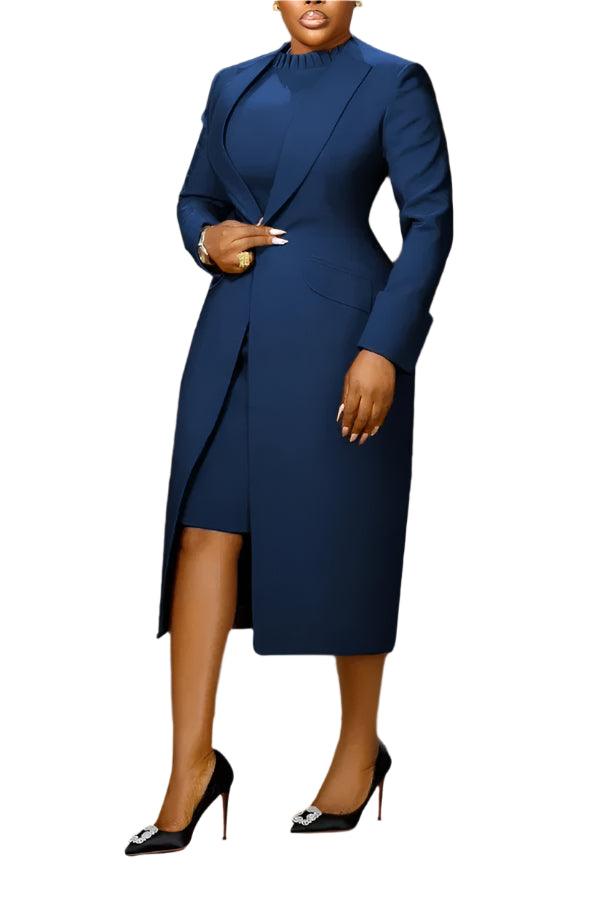 Elegant Office Lady Two-Piece Blazer & Dress Set – Professional Slim Fit Outfit