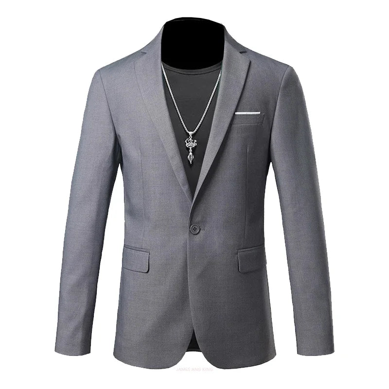 Boutique Men's Blazer: Solid Color Fashion for Business & Weddings