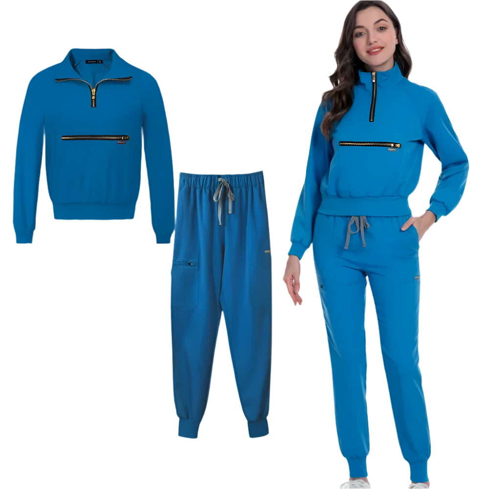 Stylish & Comfortable: Long Sleeve Fashion Medical Scrub Set for All-Day Comfort