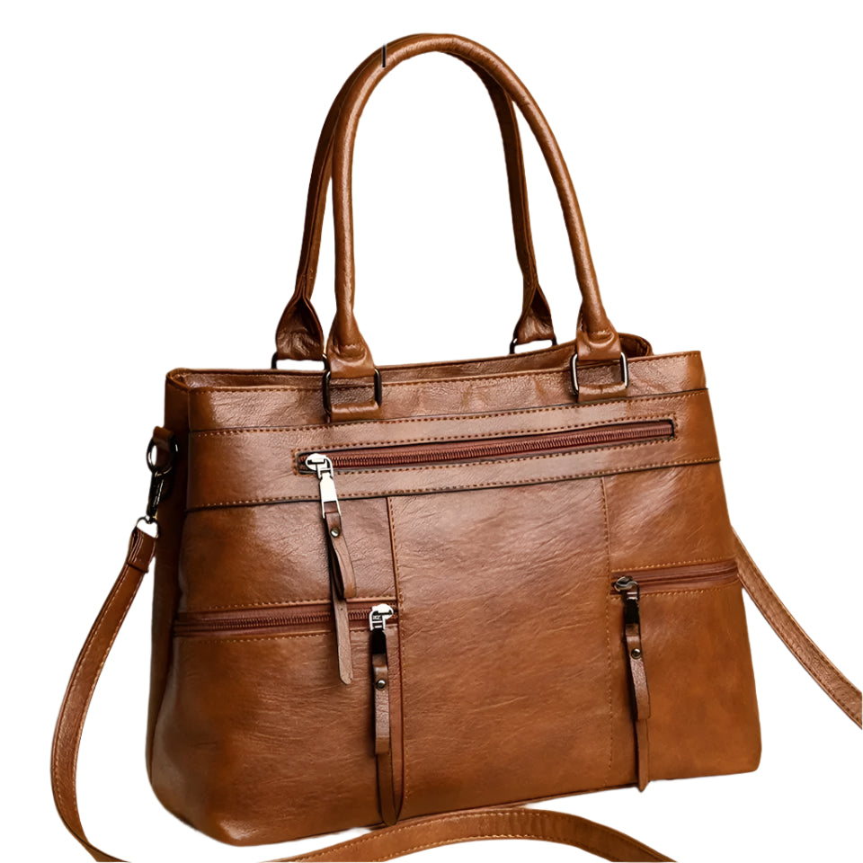Elegant Women's Leather Handbag – Large Casual Tote & Crossbody Bag