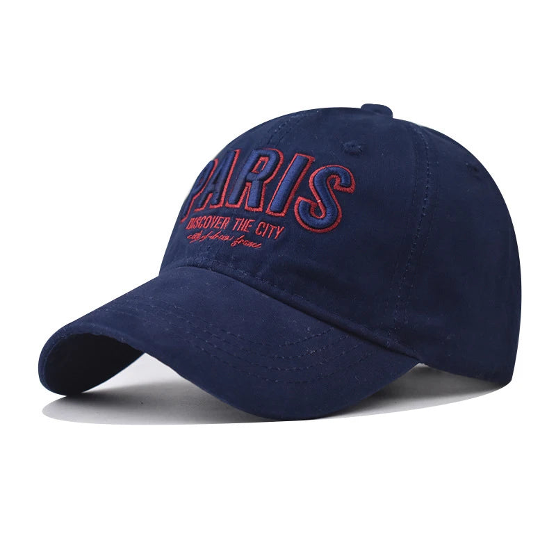PARIS Letter Embroidered Baseball Cap – Korean Style Casual Fitted Hat