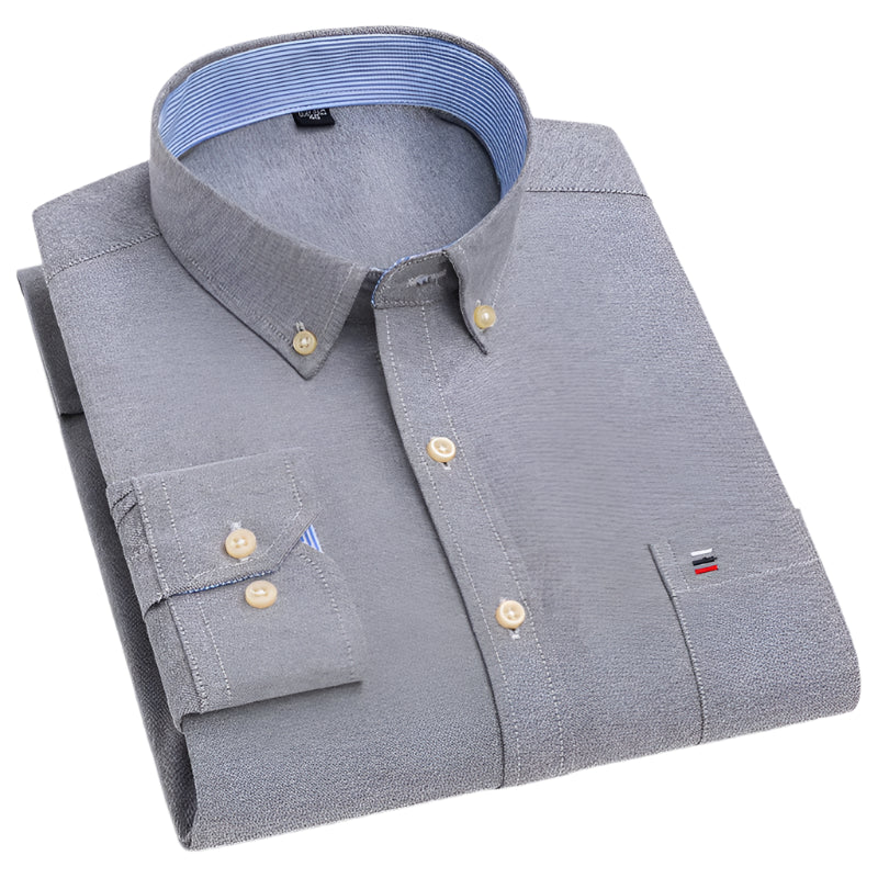 Men’s 100% Cotton Plaid Oxford Shirt – Smart Casual Plus Size 7XL