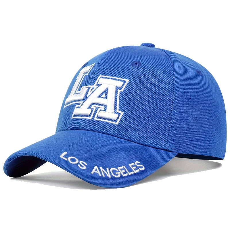 Blue cap with 'L.A.' and 'Los Angeles' text on a white background