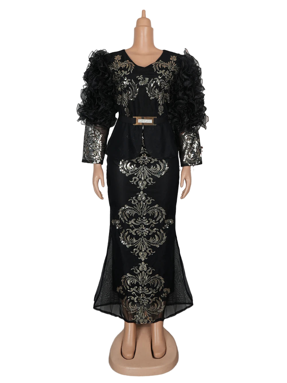New Fashion Plus Size Sequin Evening Party Long Dress –African Dresses for Women