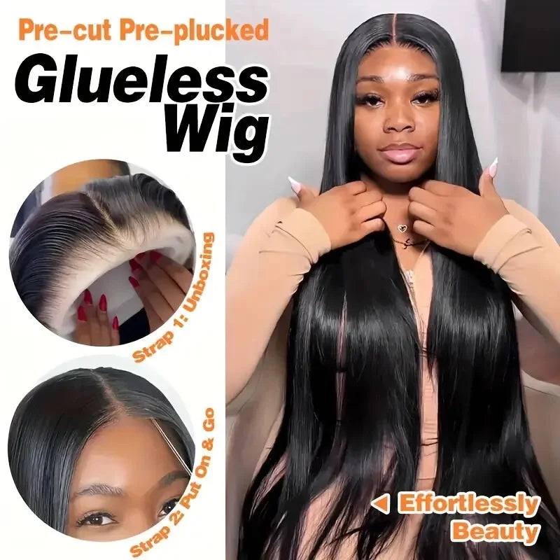 5x5 Glueless Straight Human Hair Wig 250% Density HD Lace Wig