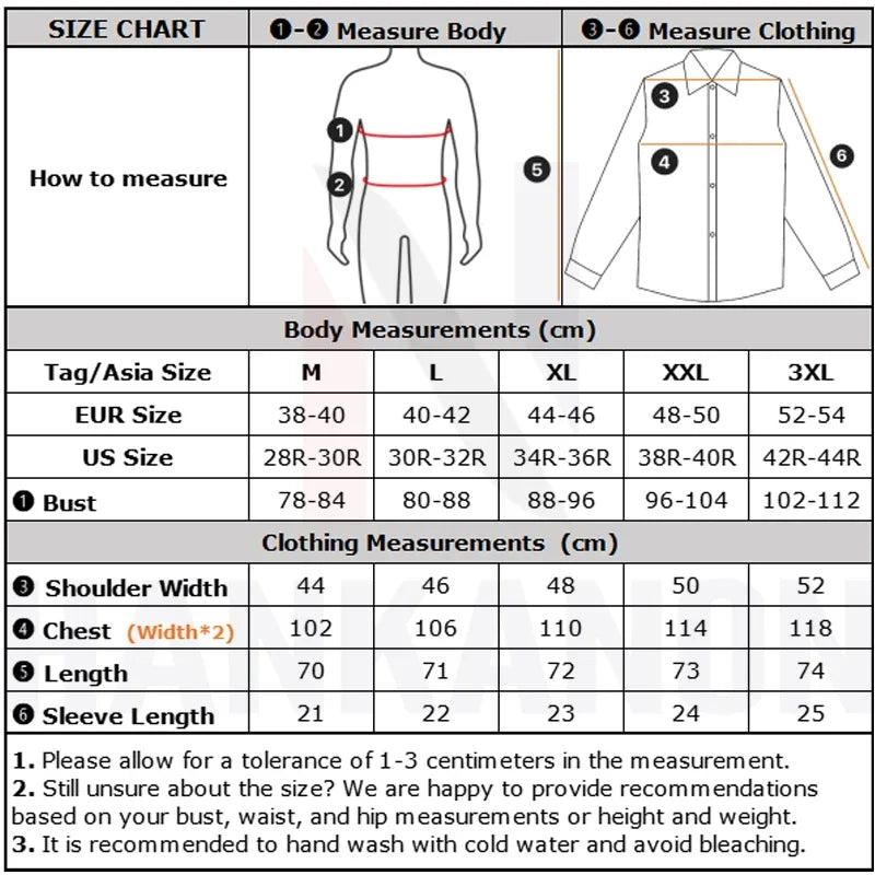 Men’s 100% Cotton Short Sleeve Shirt – Summer Lightweight Office Top Chart