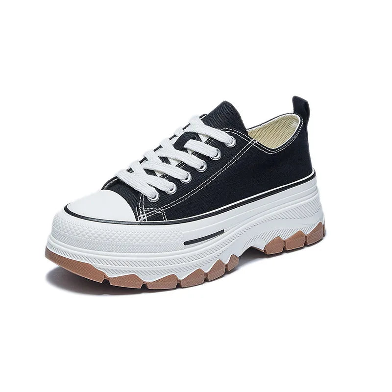 Korean Women’s Canvas Sneakers – Thick Bottom Casual Fashion Shoes