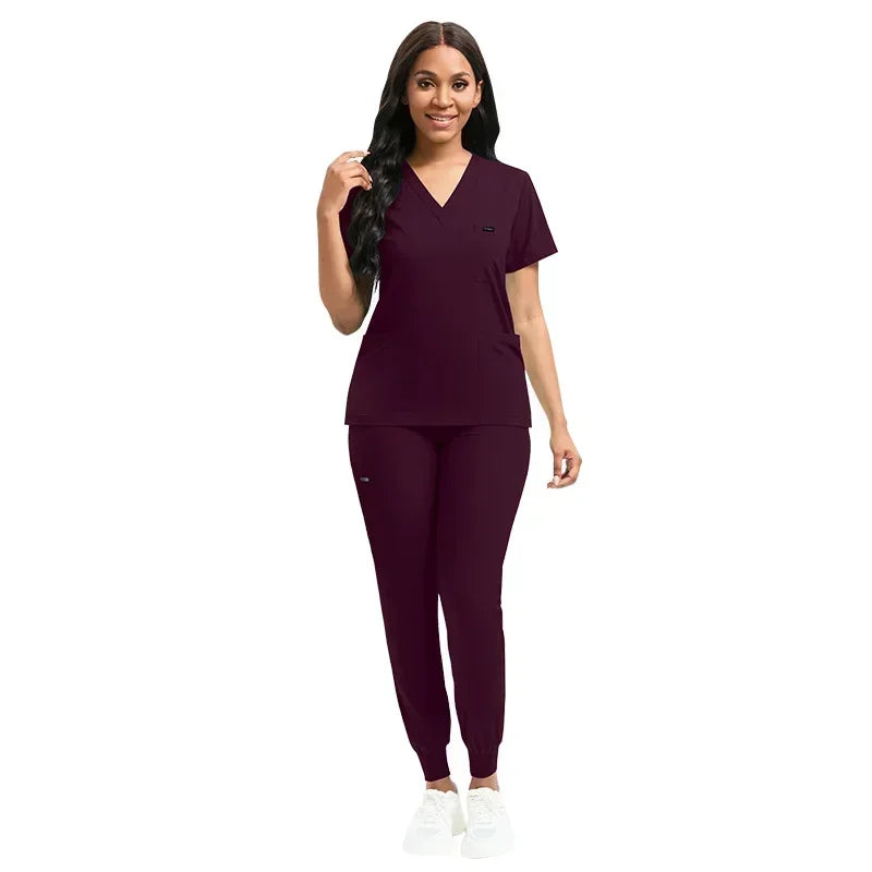Multicolor Unisex Medical Scrubs Set - Short Sleeve V-Neck Workwear