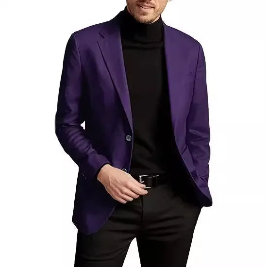 Men's Cardigan Blazer Jacket: Solid Color Fashion Casual for Autumn