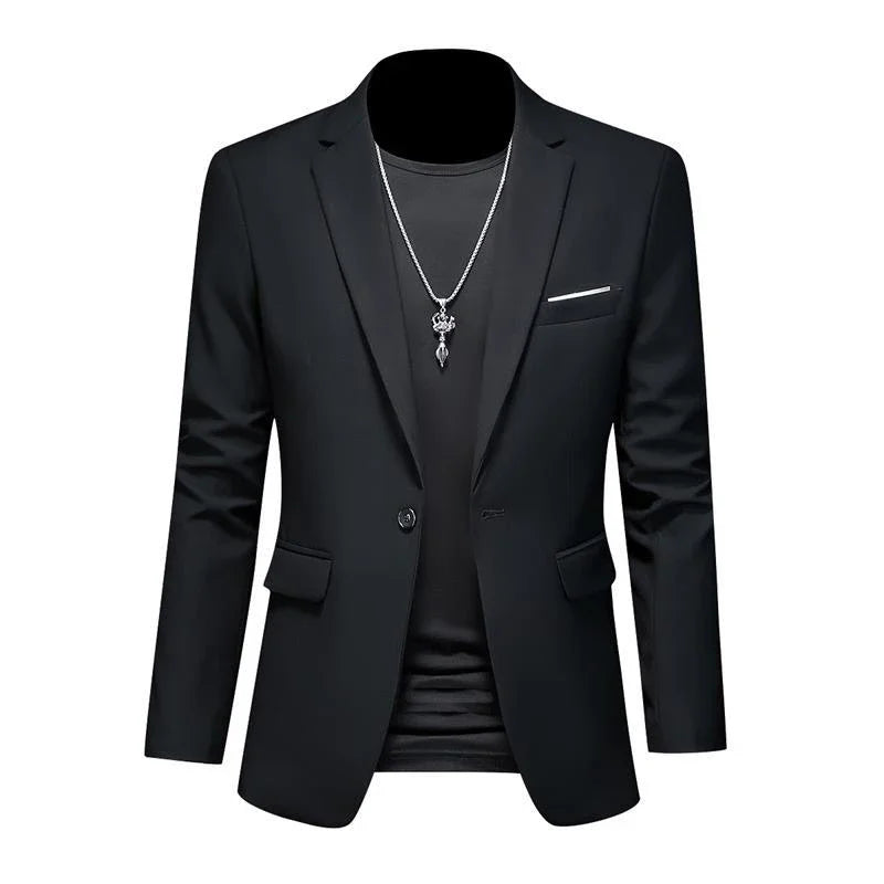 Boutique Men's Blazer: Solid Color Fashion for Business & Weddings