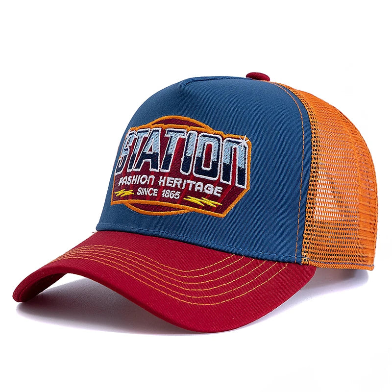 Unisex STATION Letter Mesh Baseball Cap – Breathable Summer Hat