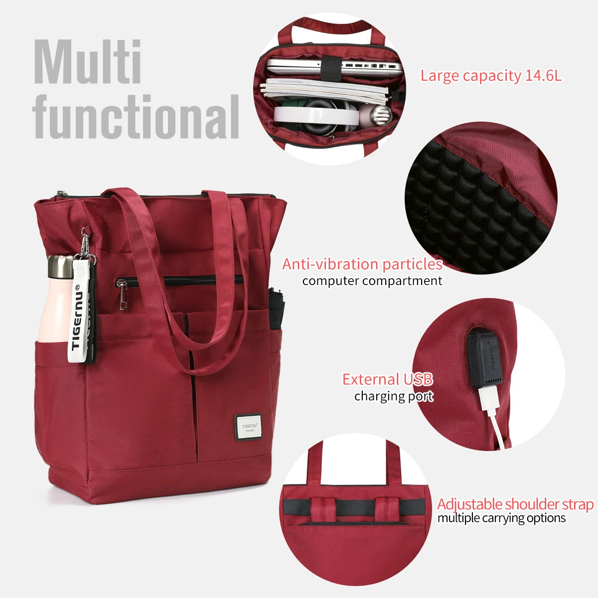 Tigernu Tote Backpack: New Multiway Laptop Bag for Women/Girls