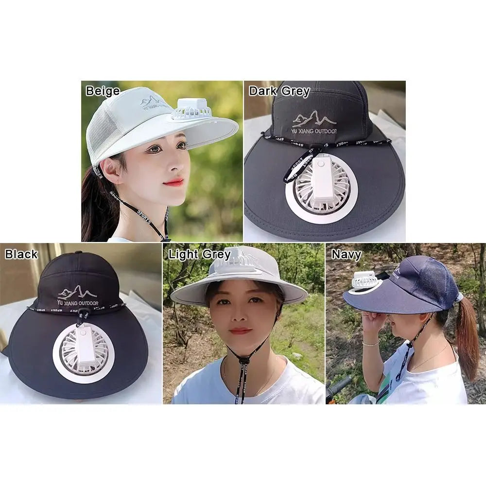 Large Brim Fan Hat - Rechargeable UV Protection Sun Shading Cap