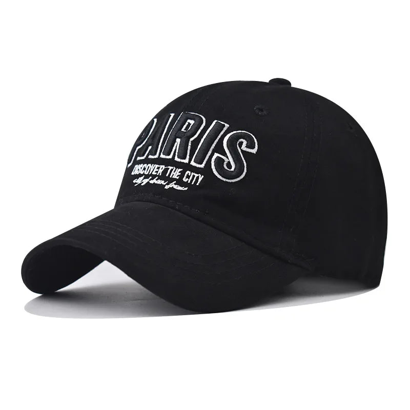 PARIS Letter Embroidered Baseball Cap – Korean Style Casual Fitted Hat