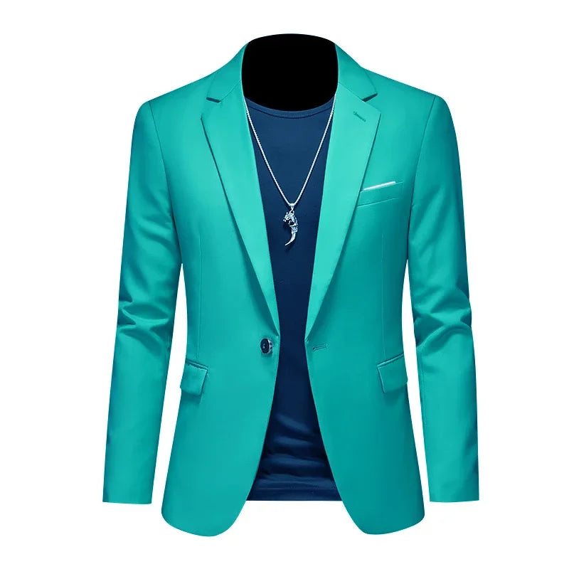 Boutique Men's Blazer: Solid Color Fashion for Business & Weddings