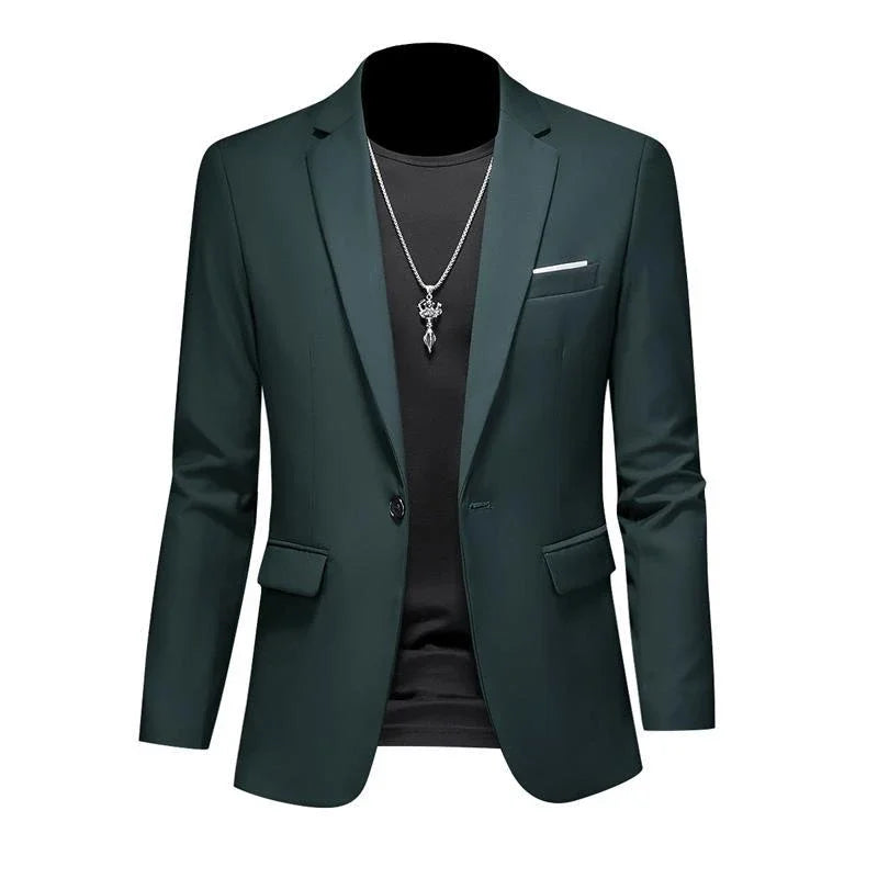 Boutique Men's Blazer: Solid Color Fashion for Business & Weddings