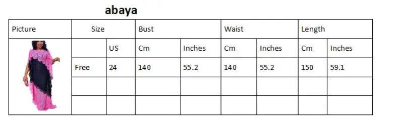 African Party Elegant Lace Abayas Dashiki Robe Kaftan Long Maxi Dress Chart