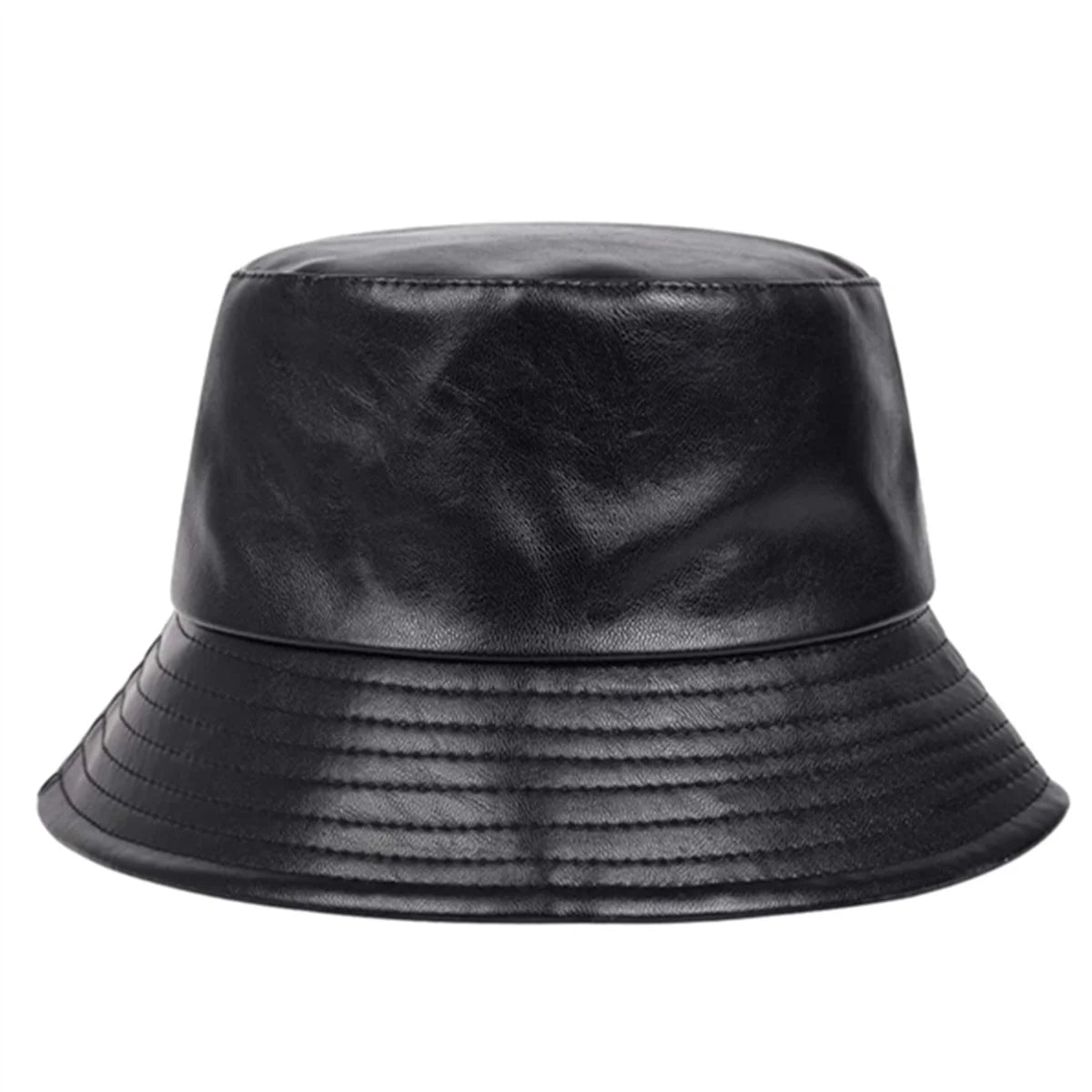 Brooklyn Style Faux Leather Panama Bucket Hat - Unisex Sun Hat