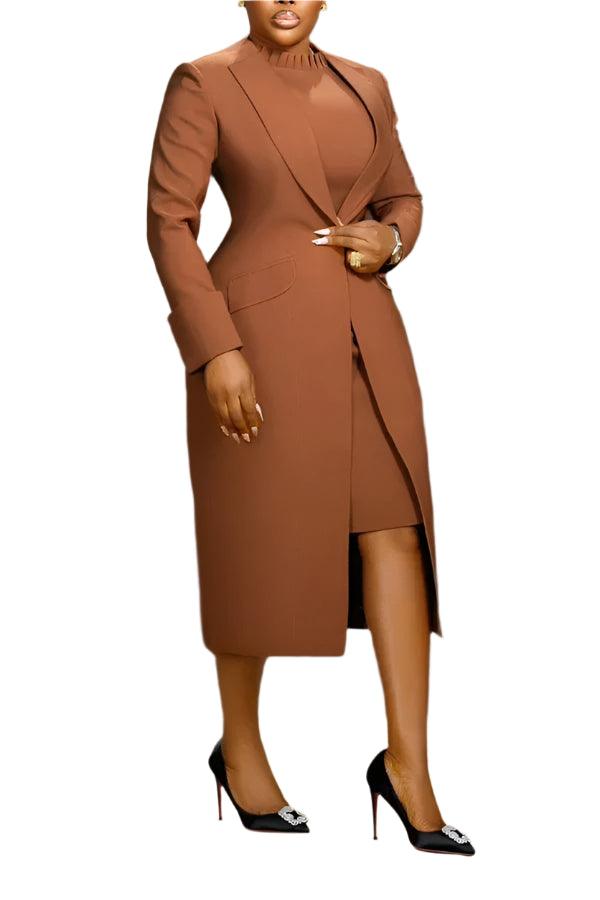 Elegant Office Lady Two-Piece Blazer & Dress Set – Professional Slim Fit Outfit