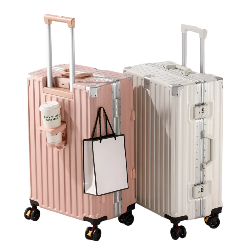 Multifunction Aluminum Frame Suitcase – USB Charging, Brake Wheels Suitcase