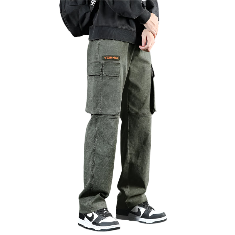 Men’s Paratrooper Cargo Jeans – Loose Fit Wide Leg Stretch Denim