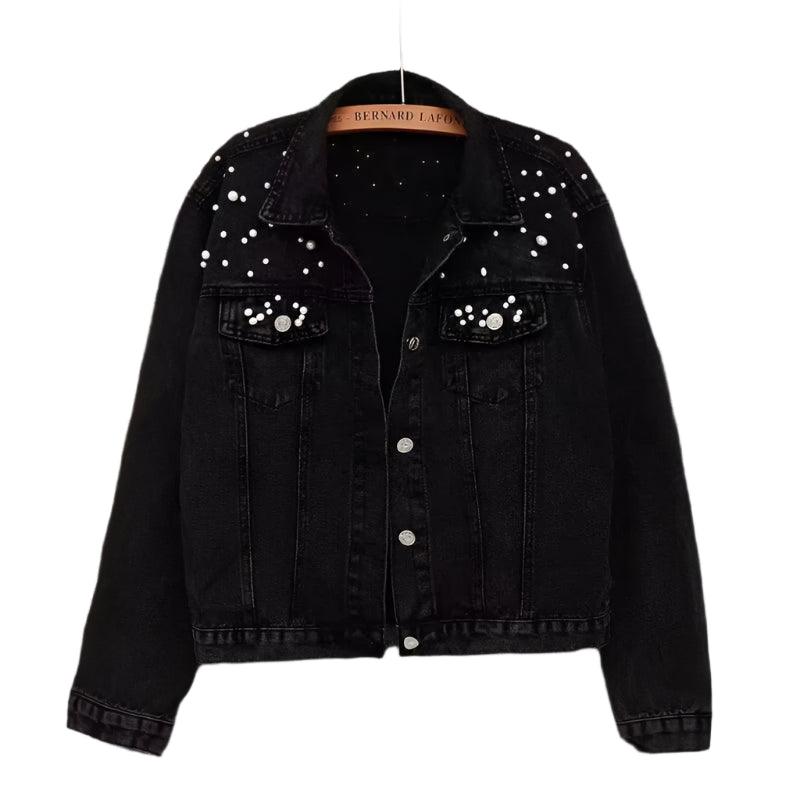 Women's Loose Casual Denim Jacket with Turn-Down Collar - JVMCL