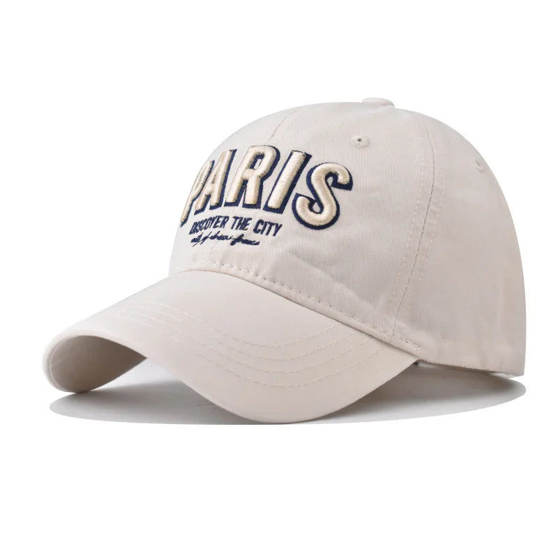 PARIS Letter Embroidered Baseball Cap – Korean Style Casual Fitted Hat
