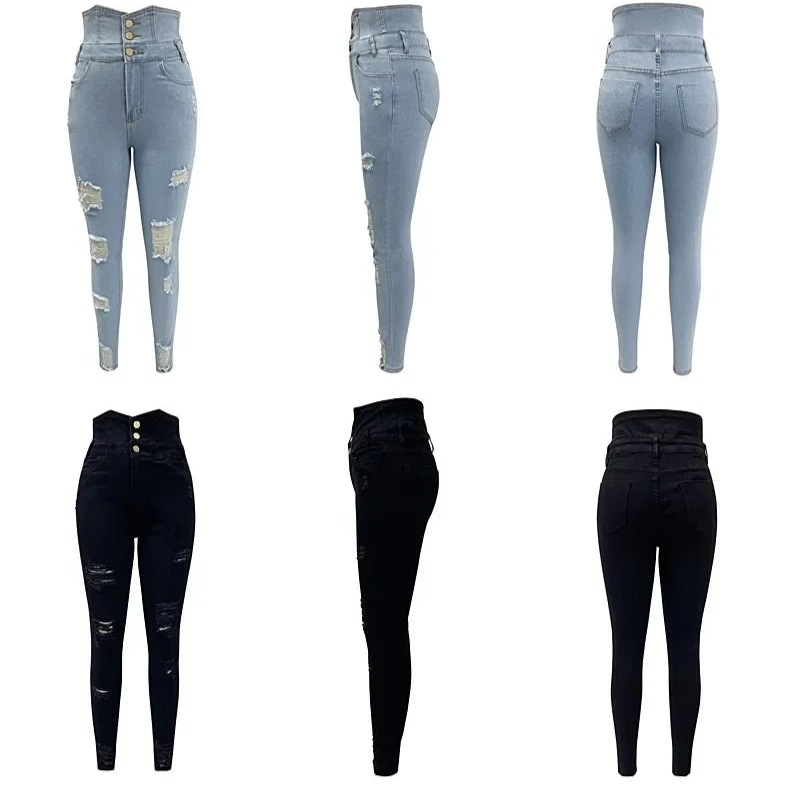 High Waist Casual Pencil Jeans for Women – Spring Denim Bodycon Fit