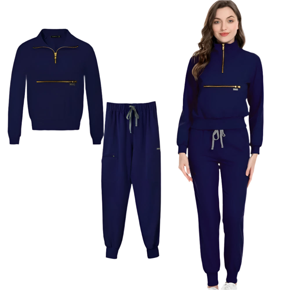 Stylish & Comfortable: Long Sleeve Fashion Medical Scrub Set for All-Day Comfort