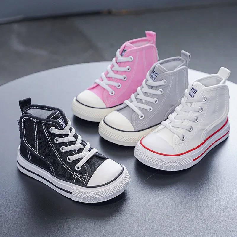 Children's High-Top Canvas Shoes – Unisex Casual Skate Sneakers