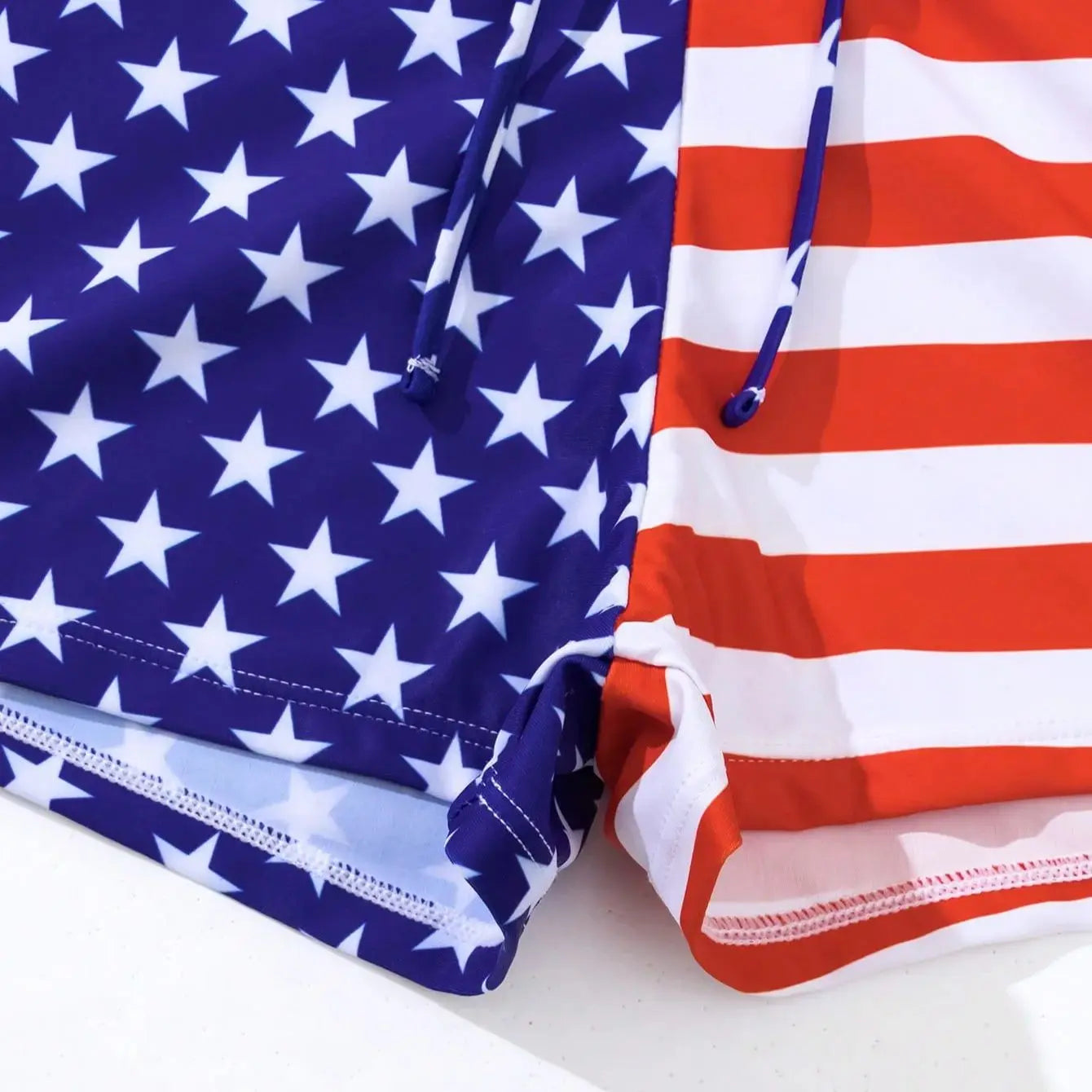 Women’s Two-Piece Swimsuit – USA Flag Print | Bandage Style | High Waist