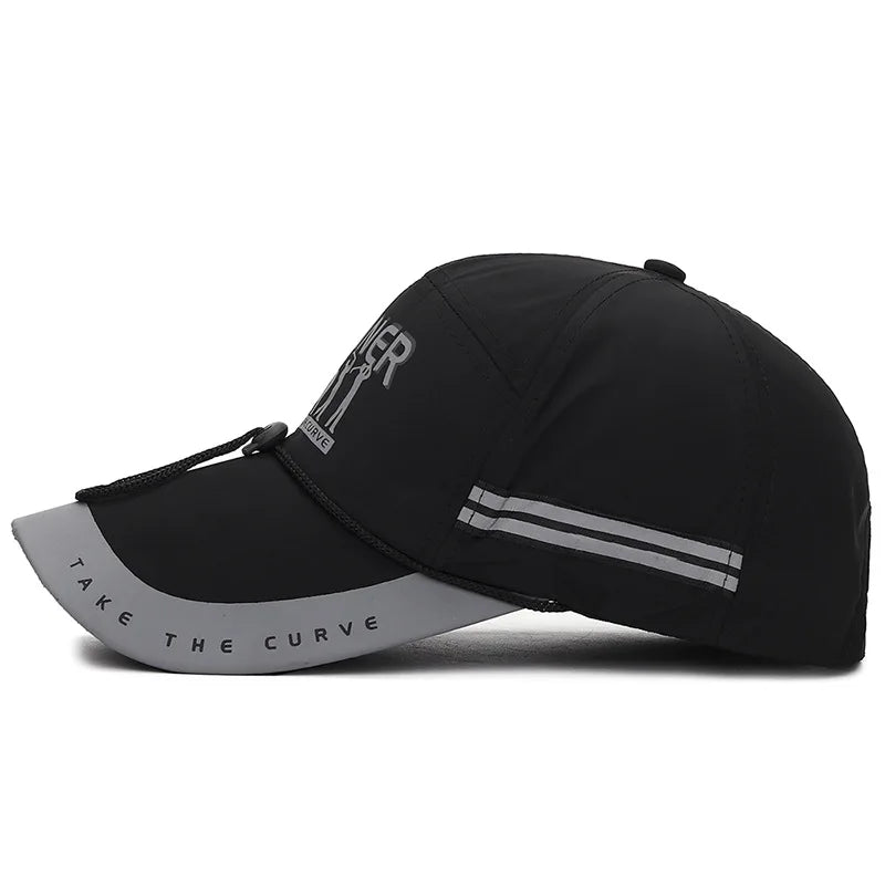 Men’s Adjustable Sports Baseball Cap – Breathable  Reflective Trim Sun Hat