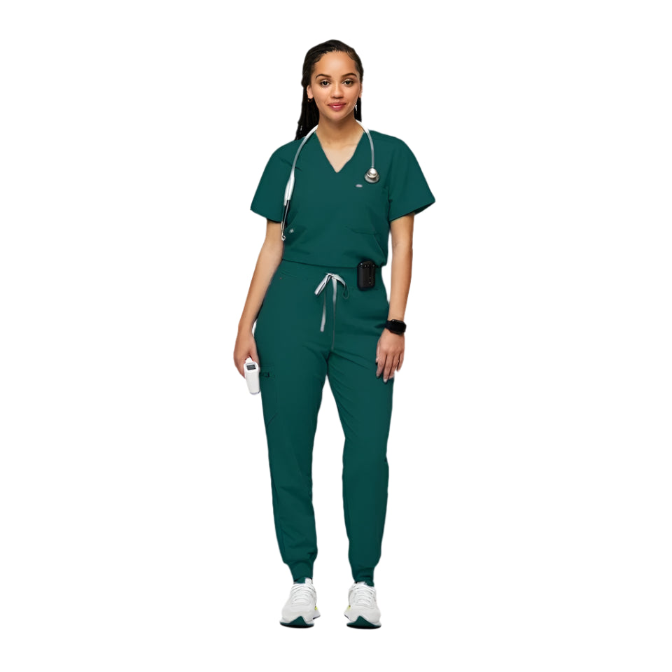 Women's Fashionable Scrub Set - Jersey Medical Uniform Top & Pants