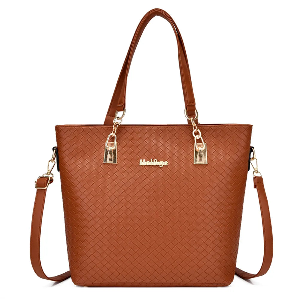 Libarrecy Fashion 6PC Handbag Set - Braid Shoulder Crossbody Tote