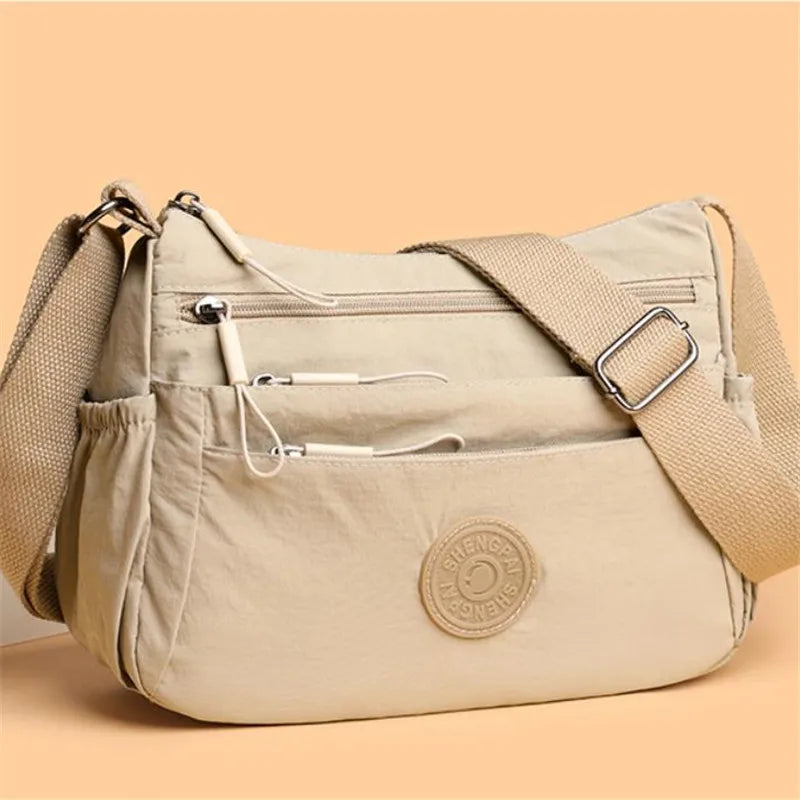 Women's Multi-Layer Crossbody Bag: Solid Color Multi-Pocket Versatile