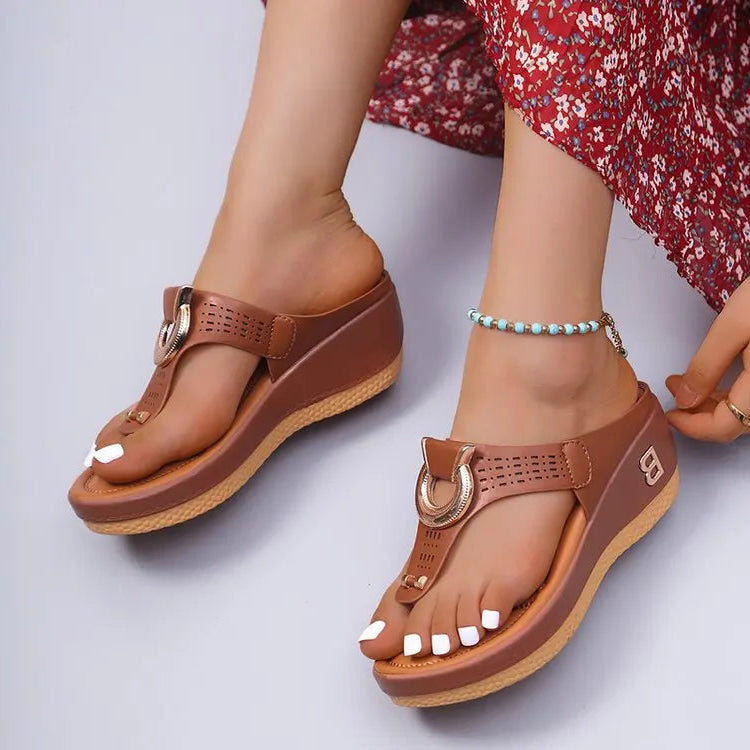 Women's New Summer Wedge Sandals - Open Toe Slip-On Beach Shoes