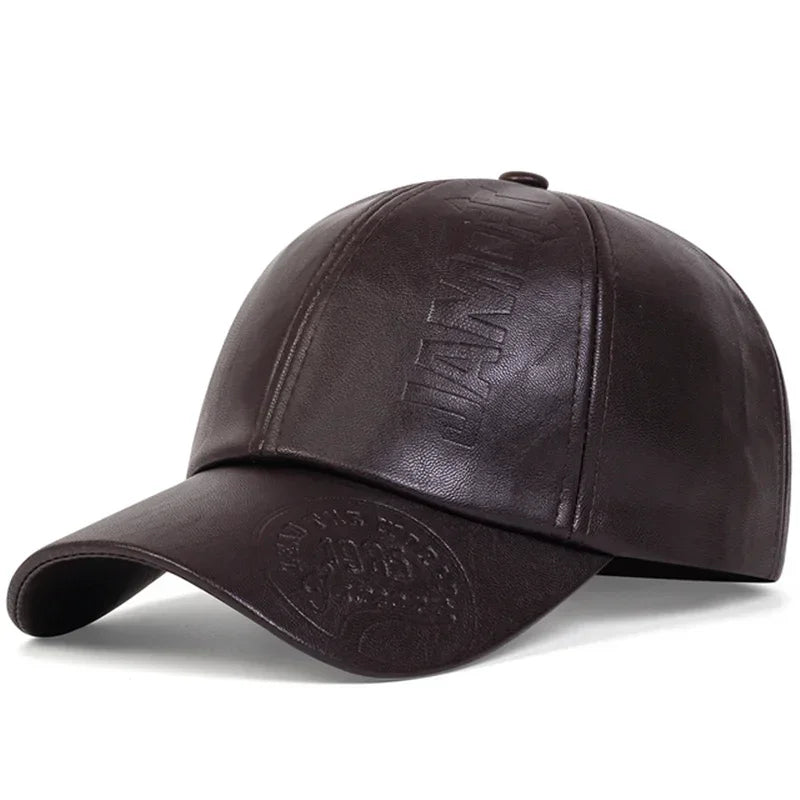 Unisex Faux Leather Baseball Cap – Adjustable, Casual, Sun Protection