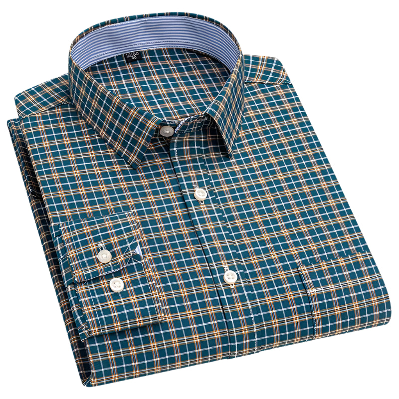 Men’s 100% Cotton Plaid Oxford Shirt – Smart Casual Plus Size 7XL